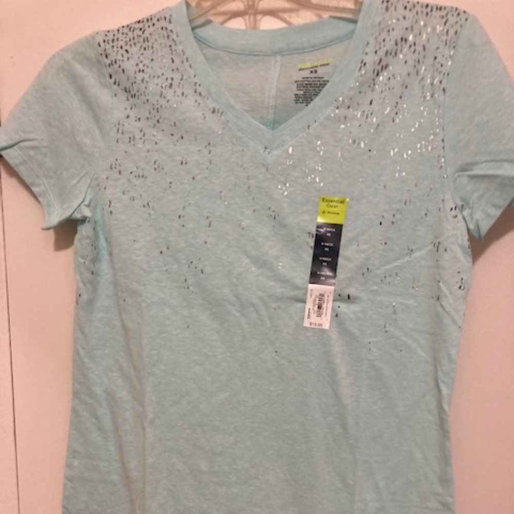 Women's Tek Gear® Essential Short Sleeve Graphic Tee - Aqua Speckle - XS